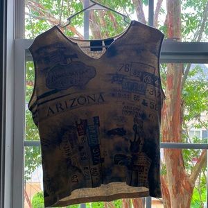 Route 66 v-neck sweater vest 90s vintage blue and white